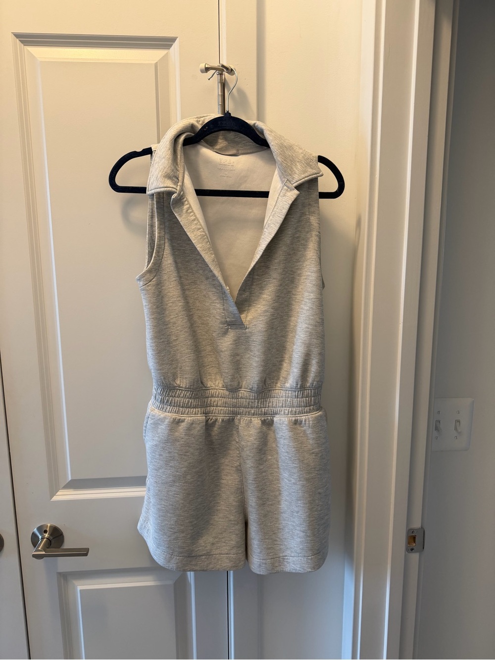 YPB Collared Sleeveless Gray Romper with Elastic Waist